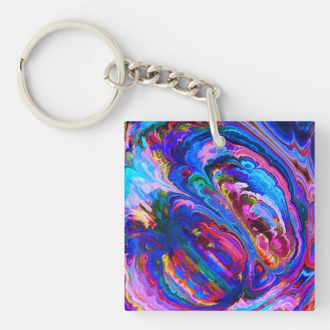 Modern Splash of Purple Hue Paints Keychain (Front)