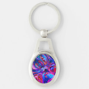 Modern Splash of Purple Hue Paints Keychain