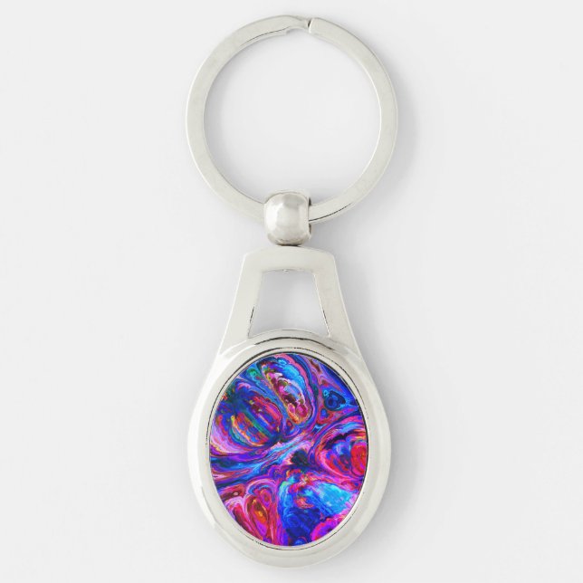 Modern Splash of Purple Hue Paints Keychain (Front)