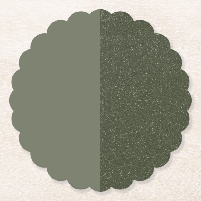 Modern Split Moss Green Paper Coaster – Customize (Front)