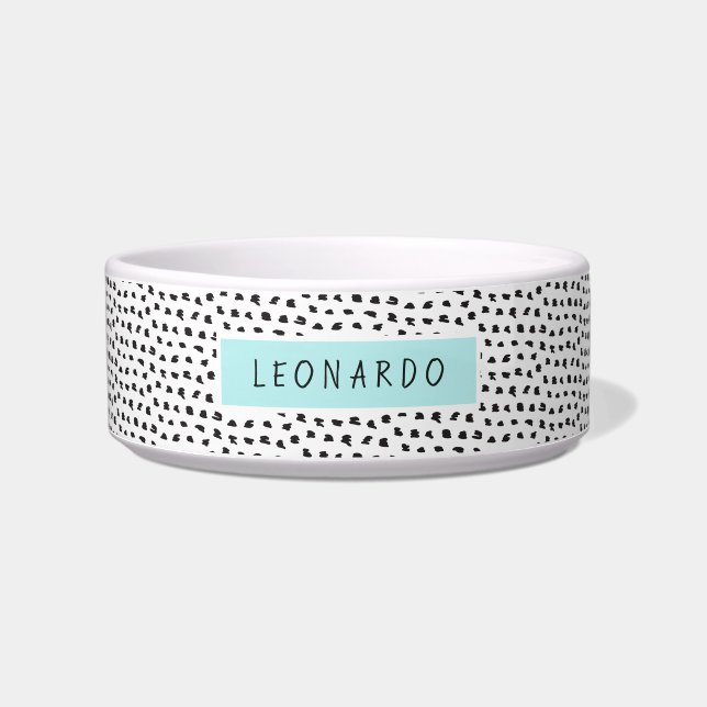 Modern Splotchy Pattern | Personalized | Aqua Bowl (Front)