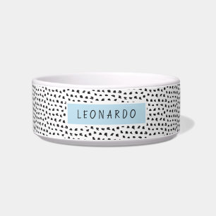 Modern Splotchy Pattern   Personalized   Blue Bowl