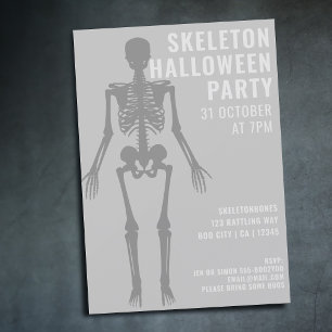 Modern Spooky Skeleton Halloween Party Invitation