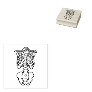 Modern Spooky vintage Skeleton Rubber Stamp
