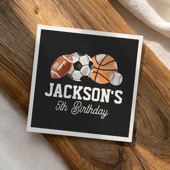 Modern Sports Birthday Party Napkin (Creator Uploaded)