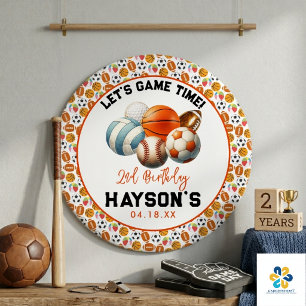 Modern Sports Kids 2nd Birthday party 1 Inch Round Button