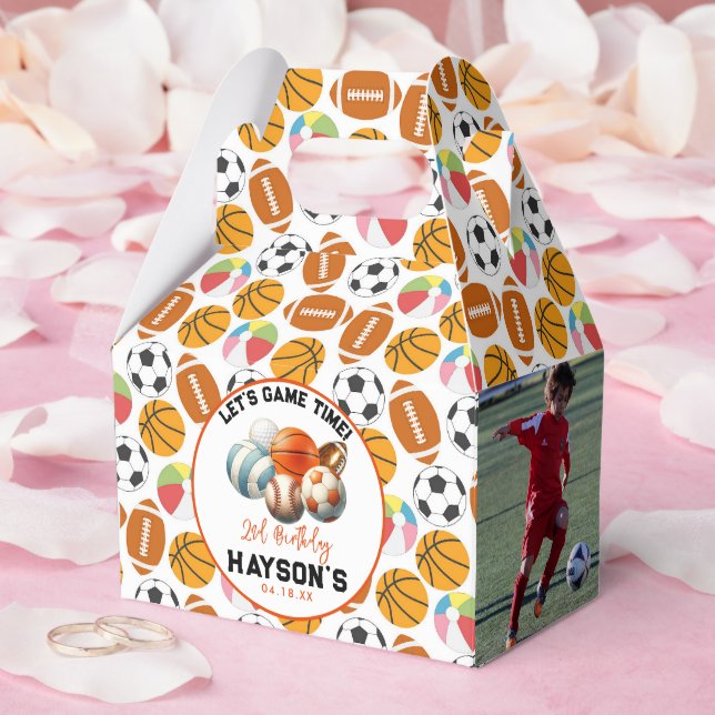 Modern Sports Kids 2nd Birthday party Favor Box (Wedding)