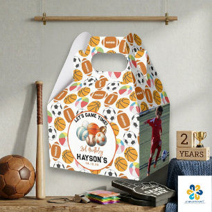 Modern Sports Kids 2nd Birthday party Favor Box
