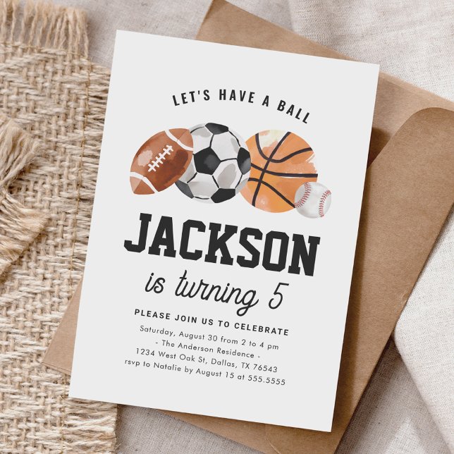 Modern Sports Kids Birthday Invitation (Creator Uploaded)