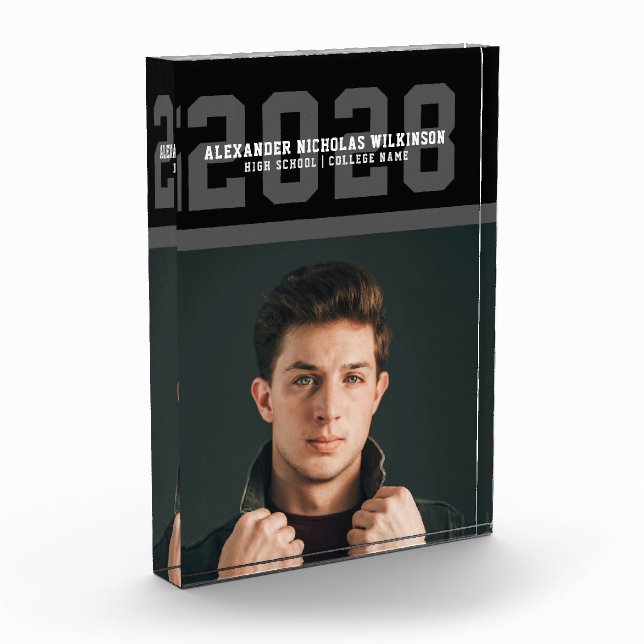 Modern Sporty Bold Typography Graduation Photo Block (Left)