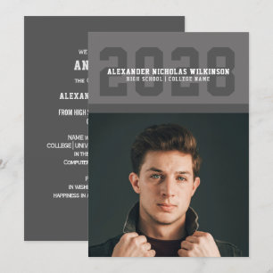 Modern Sporty Bold Typography Photo Graduation  Announcement