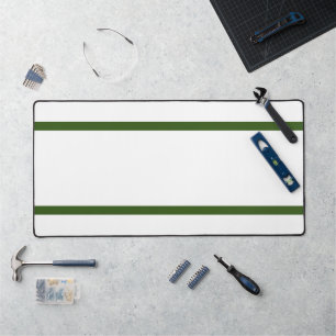 Modern Sporty Forest Green Edge Stripes On White Desk Mat