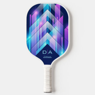 Modern Sporty Geometric Personalized Monogram Pickleball Paddle