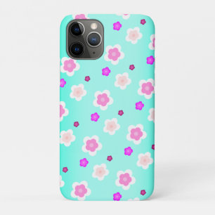 Modern Spring aqua gradient purple flora pattern iPhone 11 Pro Case