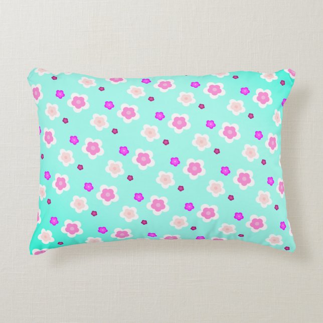 Modern Spring aqua gradient purple floral pattern  Accent Pillow (Front)