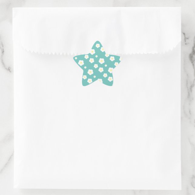 Modern Spring aqua gradient purple floral pattern  Star Sticker (Bag)