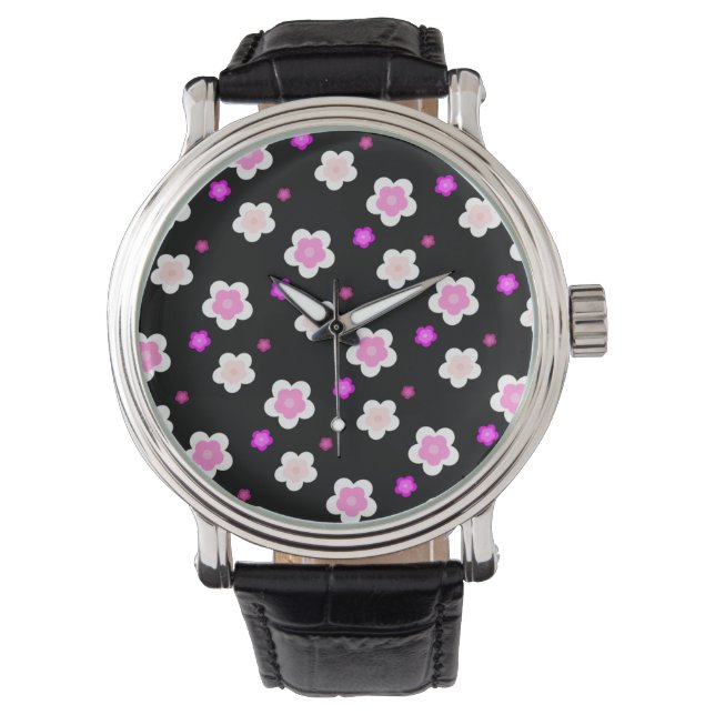 Modern Spring aqua gradient purple floral pattern  Watch (Front)