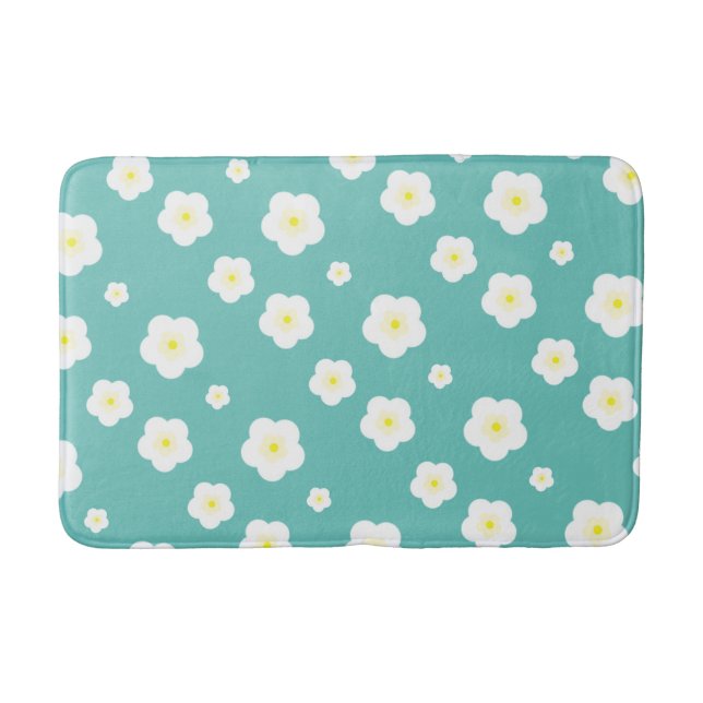 Modern Spring  aqua  gradient yellow flora pattern Bath Mat (Front)