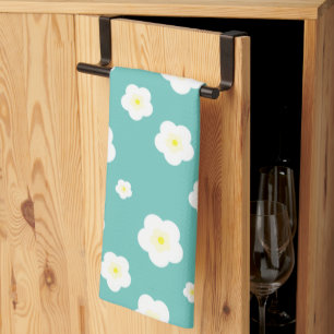 Modern Spring  aqua  gradient yellow flora pattern Kitchen Towel
