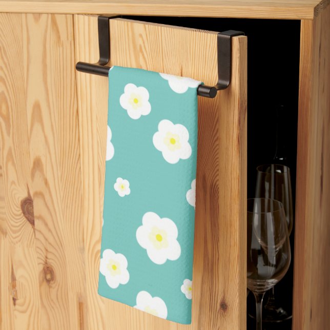 Modern Spring  aqua  gradient yellow flora pattern Kitchen Towel (Thirds Fold)