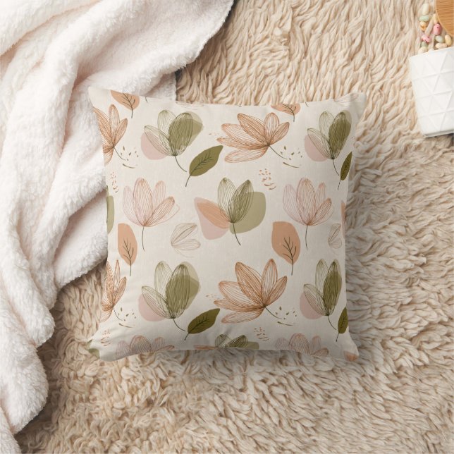 Modern Spring Botanical Floral Throw Pillow (Blanket)