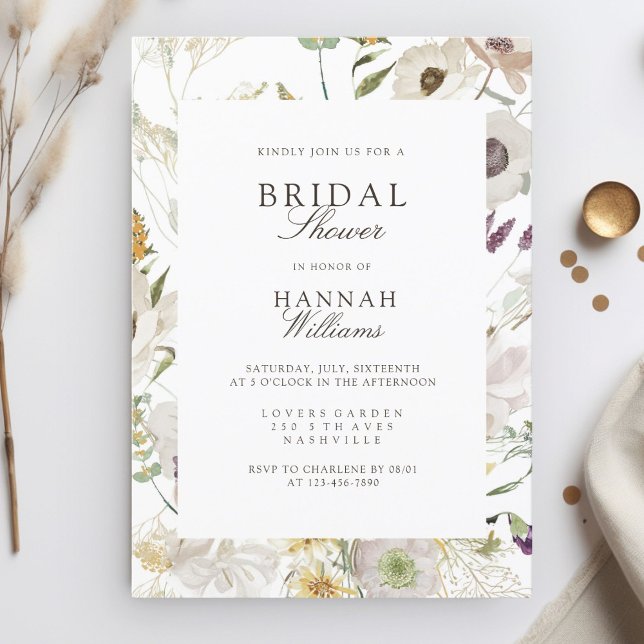 Modern, spring Bridal Shower Invitation (Modern, floral, boho, spring bridal shower invitation. Print+Download)