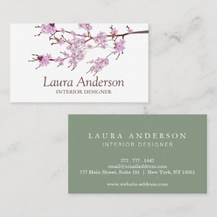 Modern Spring Cherry Blossom Professional  Business Card