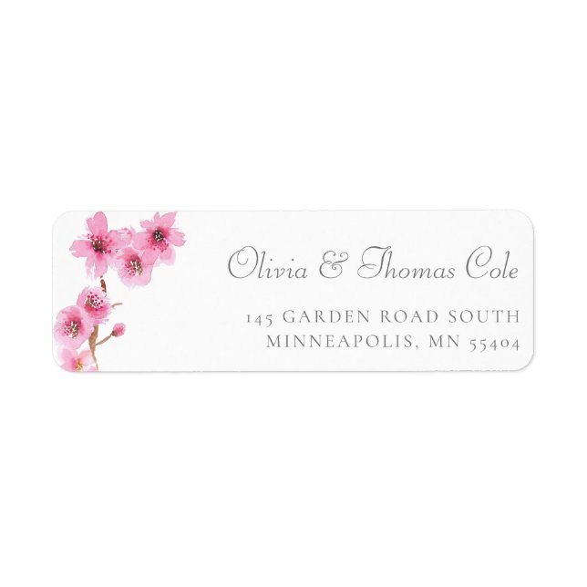 Modern Spring Cherry Blossom rose Adresse de retou (Devant)