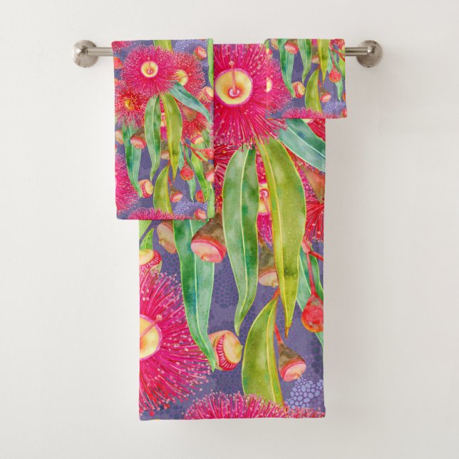 Modern Spring Eucalyptus Blooms After The Rain Bath Towel Set (Insitu)