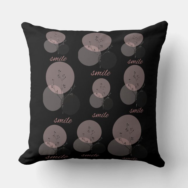  Modern Spring Floral Illustration smile text Throw Pillow (Front)