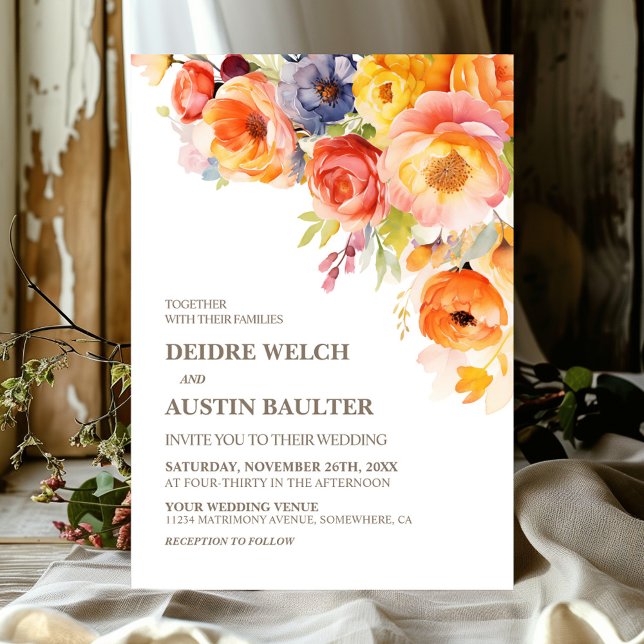 Modern Spring Floral Wedding Invitation (Creator Uploaded)
