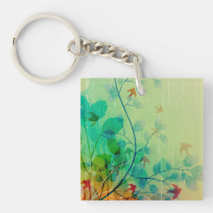 Modern Spring Floral Wedding Keychain