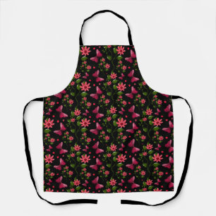 Modern Spring Garden Butterfly Floral Apron