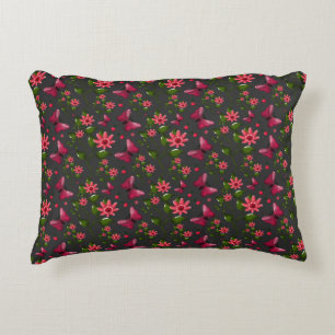 Modern Spring Garden Butterfly Floral  gift  Accent Pillow