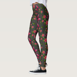 Modern Spring Garden Butterfly Floral gift Leggings