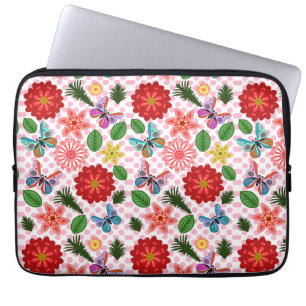 Modern Spring Garden Butterfly Floral Laptop Sleeve