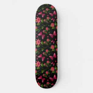 Modern Spring Garden Butterfly Floral  Notebook Skateboard