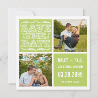 Modern Spring Green Save the Date Photo Cards