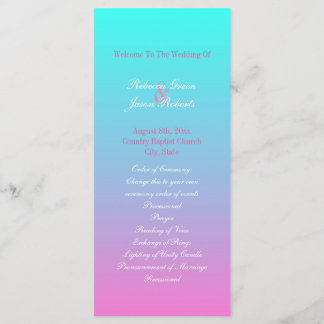 modern spring pink turquoise ombre wedding program