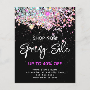 Modern Spring Sale Holographic Glitter Black  Flyer