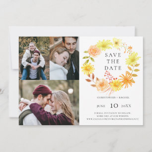 Modern Spring Sunflowers 3 Photos Save the Date  Invitation