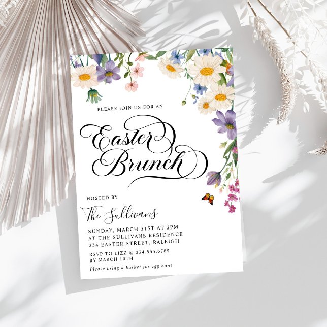 Modern Spring Wildflowers Floral Easter Brunch Invitation (Creator Uploaded)