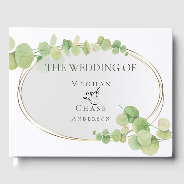 Modern Springtime Eucalyptus Wedding Guest Book (Front)