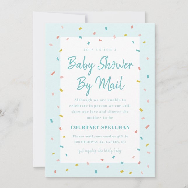 Modern Sprinkle Baby Shower by Mail Invitation (Front)