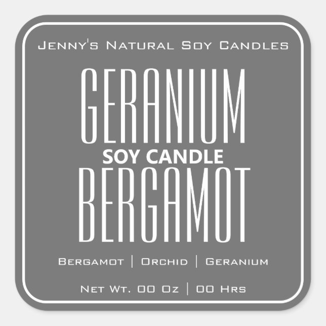 Modern Square Border Simple Dark Grey Candles  Sticker (Front)