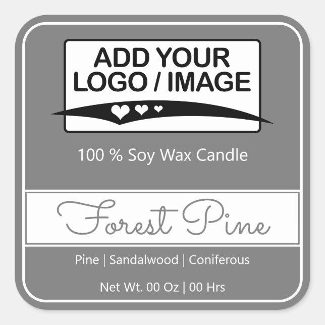 Modern Square Border Simple Dark Grey Logo Image Sticker (Front)