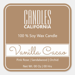 Modern Square Border Simple Light Brown Candles Square Sticker