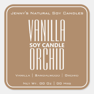 Modern Square Border Simple Light Brown Candles Square Sticker