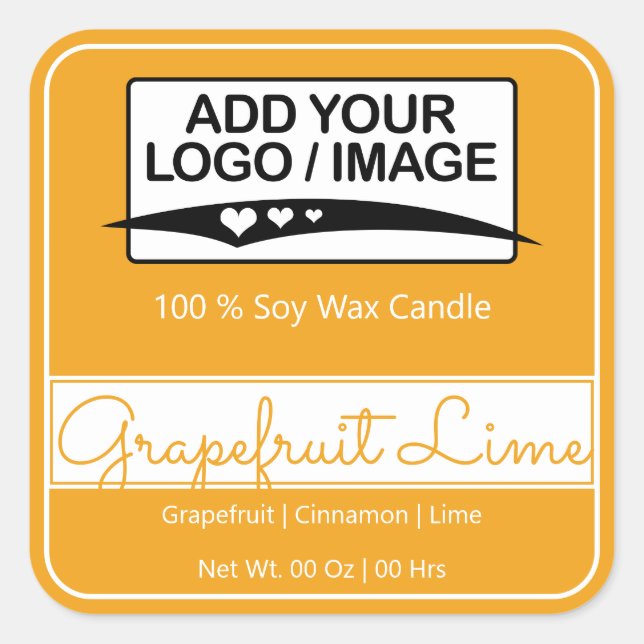 Modern Square Border Simple Orange Yellow Logo  Sticker (Front)