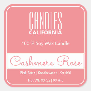 Modern Square Border Simple Pink Blush Candles Square Sticker